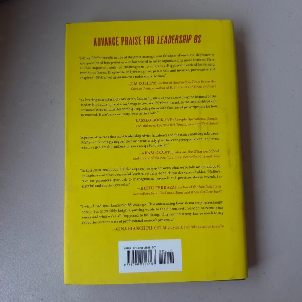 Leadership BS Jeffrey Pfeffer Hardcover 2015 Business #173 ShanMae